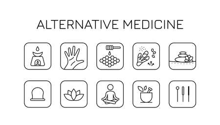 black alternative medicine icons setのイラスト素材
