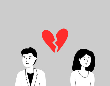 upset couple with broken heartのイラスト素材
