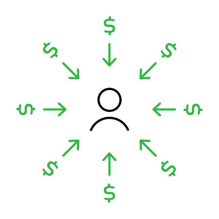 icon of man and dollars aroundのイラスト素材