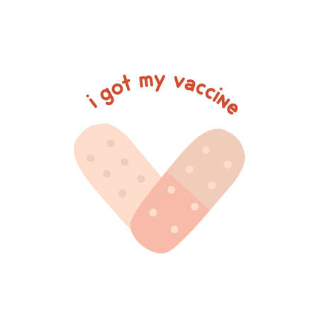 two plasters and the inscription I got my vaccineのイラスト素材