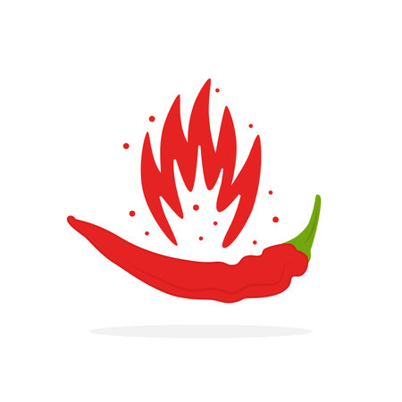 hot chilli peper icon with red flameのイラスト素材