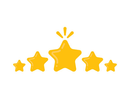 simple customer review icon like five golden star