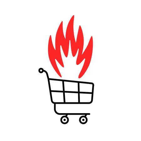 black shopping trolley with fire like hot salesのイラスト素材