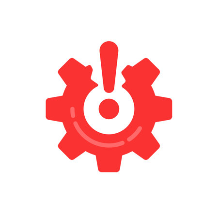 red disruption or malfunction icon like broken gearのイラスト素材