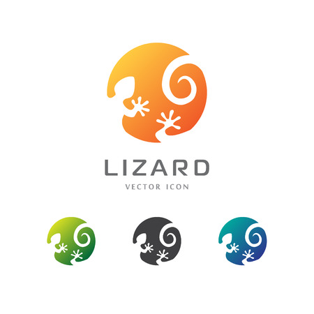 icon design. Lizard silhouette in a circle.のイラスト素材