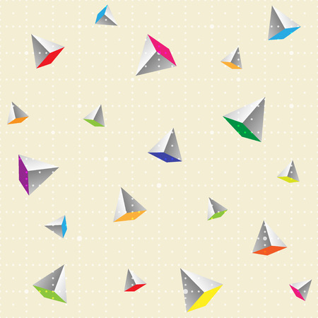tribal inspired seamless geometric pattern with triangles.  Pyramid with colored polygons arranged in a chaotic manner.のイラスト素材