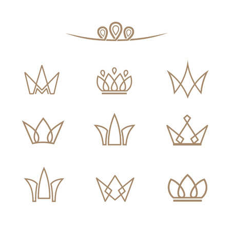  Crowns in a linear style.のイラスト素材