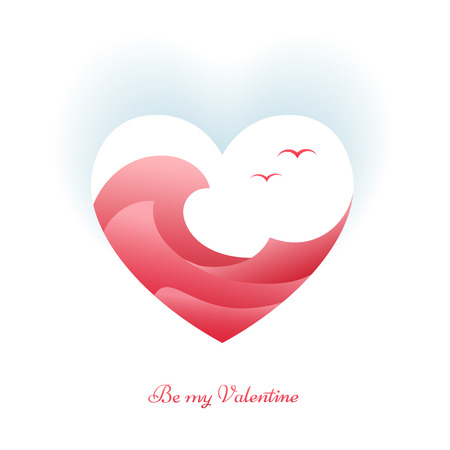 Symbol of love on blue background, greeting card. Happy Valentines day.のイラスト素材