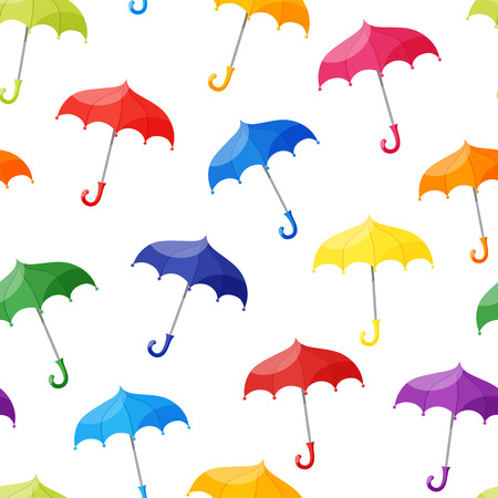 Vector Seamless pattern with multicolored umbrellas on white backgroundのイラスト素材