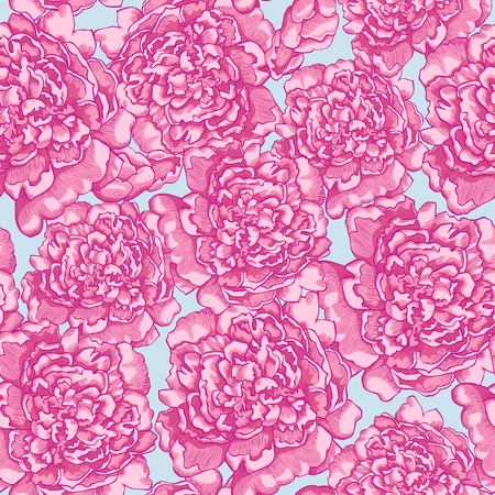 Seamless vector background with beautiful pattern of pink peonies.のイラスト素材