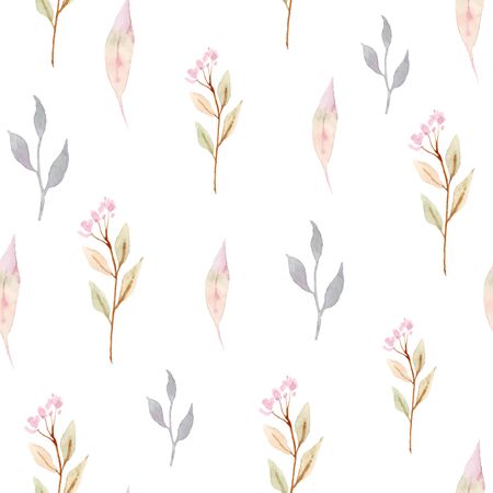 Vector watercolor seamless pattern with flowers.のイラスト素材