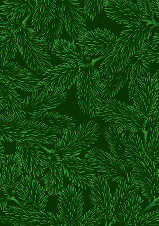 Green background with pine branches. Can be used for new year illustration, winter card design.のイラスト素材