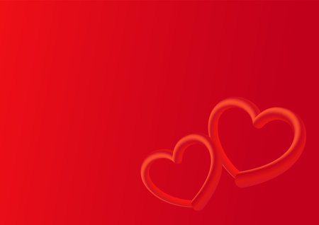 Vector card with 3d hearts on a red gradient background. It can be used for congratulations on Valentine's Day, wedding, or other romantic holidays.のイラスト素材