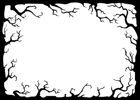 background with black branches on white. Vector frame illustration with place for your text.のイラスト素材
