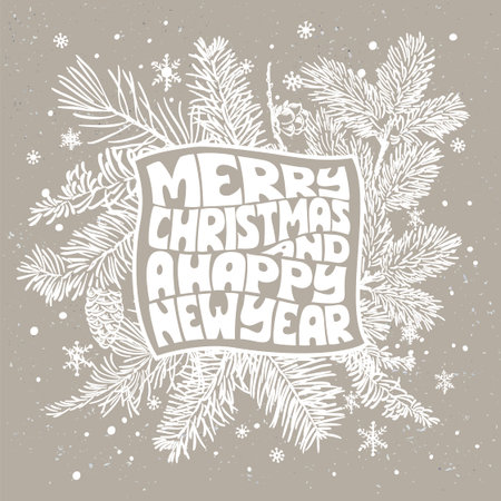 Christmas Poster - Illustration. Vector illustration of Christmas Background with branches of Christmas tree.のイラスト素材