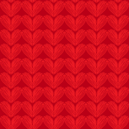 Heart Knit Pattern Vector, Love Embroidery on Deep Red Background, Cross Stitch Love Valentine Designのイラスト素材