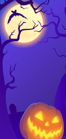 Happy Halloween stories background for phone. Business card with halloween story. social media vector. Stories invitation template. orange and violet colors.のイラスト素材