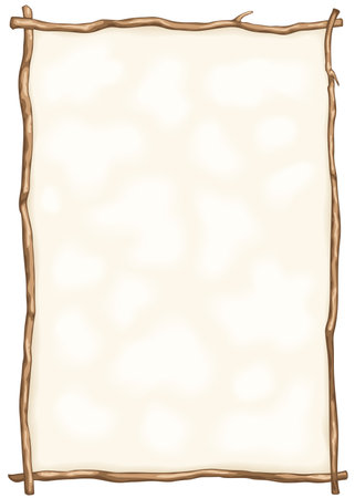 Vector frame is made from tree branch with vintage paper inside. Background design with space for your textのイラスト素材