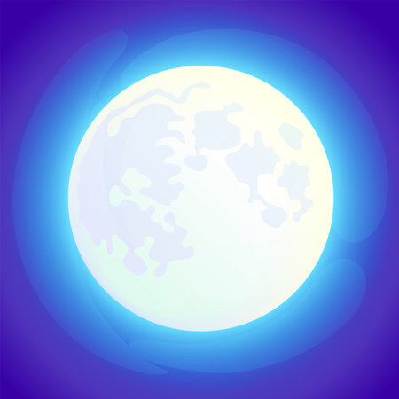 Vector illustration with full moon on a blue background. design elementsのイラスト素材