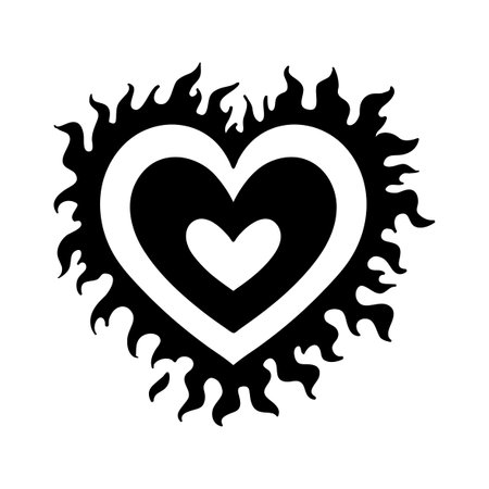 Vector black and white decorative heart. Creative hand drawn heart for card design or tatooのイラスト素材