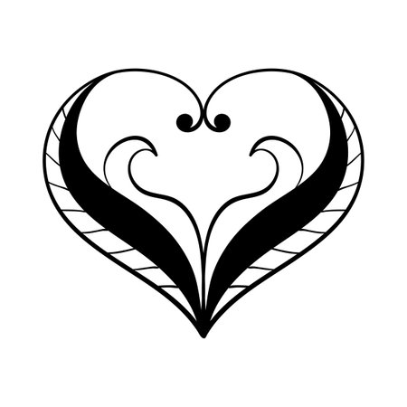 Vector black and white decorative heart. Creative hand drawn heart for card design or tatooのイラスト素材