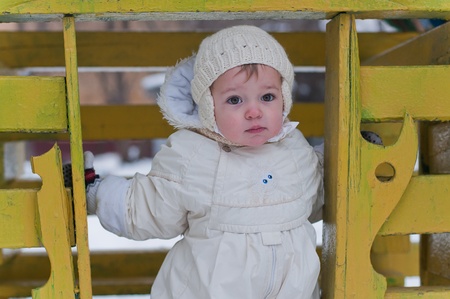 Little girl looks out の写真素材