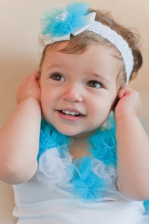 Little girl closes her earsの写真素材