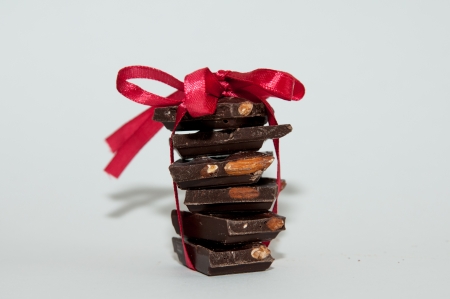 chocolate with the red ribbonの写真素材