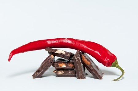 chocolate with the red hot pepperの写真素材