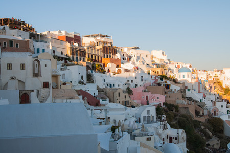 Gorizontal  view of the Santorini villageの写真素材