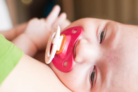 Portrait of the baby with red nipple