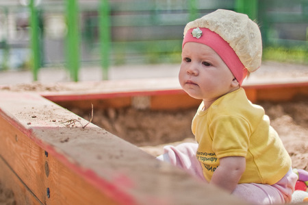 the Little baby in hat horizontal  portraitの写真素材