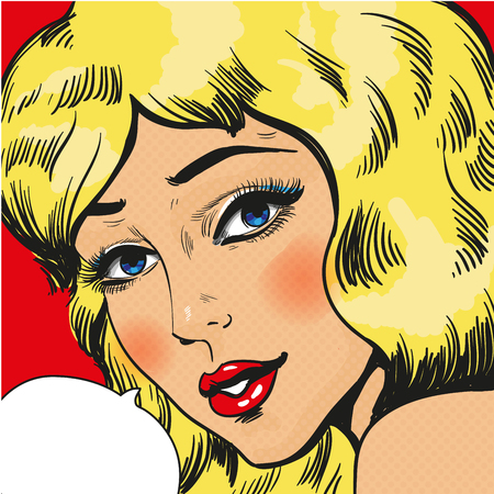 Beautiful blond woman pop art retro comic style vectorのイラスト素材