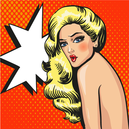 Blond woman shocked pop art comicsのイラスト素材