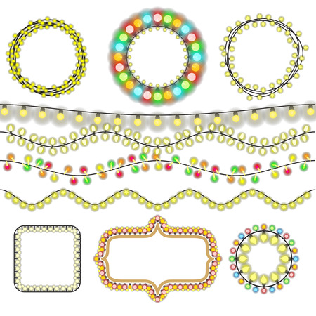 Holidays lights collection isolated on white backgroundのイラスト素材