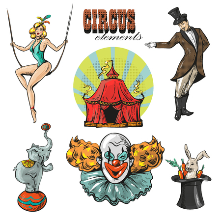 vintage hipster circus collection with carnival, fun fairのイラスト素材