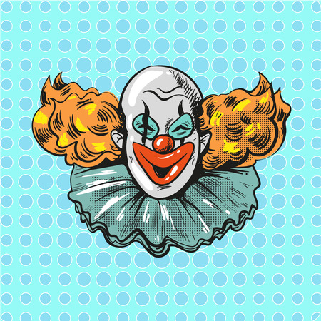 vintage clown pop art comic style poster illustrationのイラスト素材
