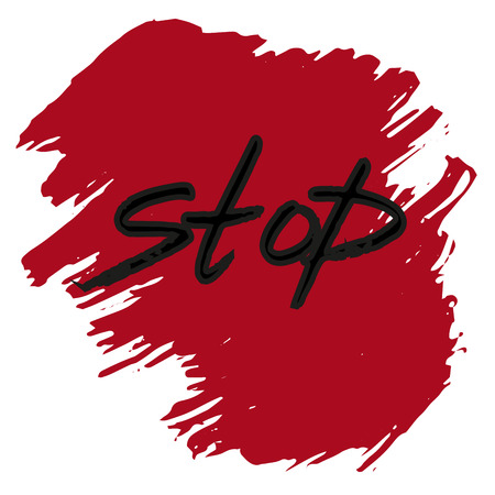 Stop sign text on acrylicstroke brush paint texture background vectorのイラスト素材
