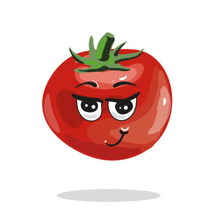 Cute vector tomato cartoon character illustrationのイラスト素材