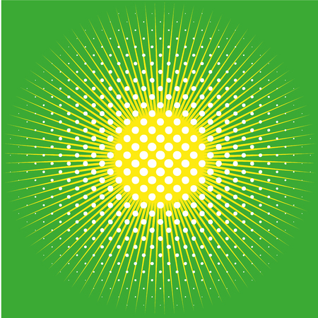 Retro comic pop background dotted halftone design and sun on greenのイラスト素材