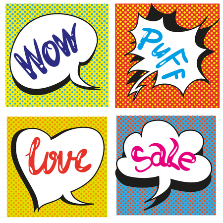 Set of Comic Text, Pop Art style.のイラスト素材