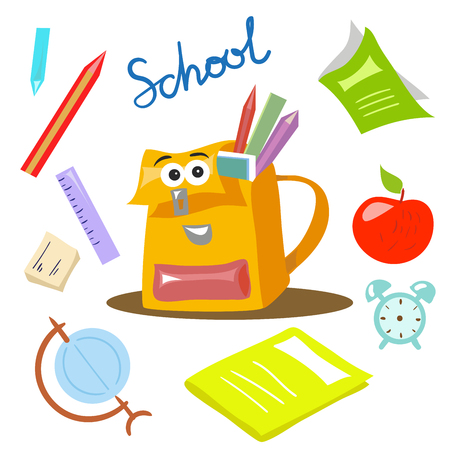 School items vector illustration cartoon styleのイラスト素材