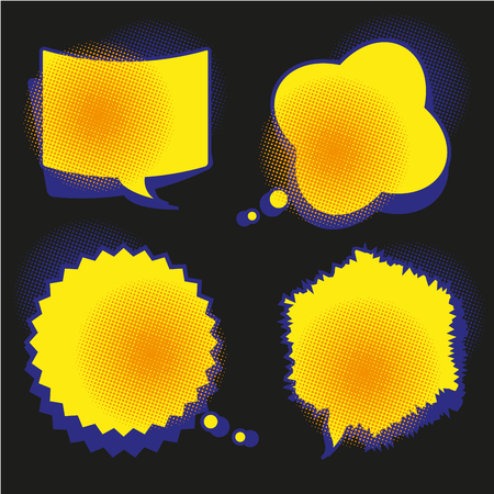 A set of comic bubbles with halftone shadows.のイラスト素材