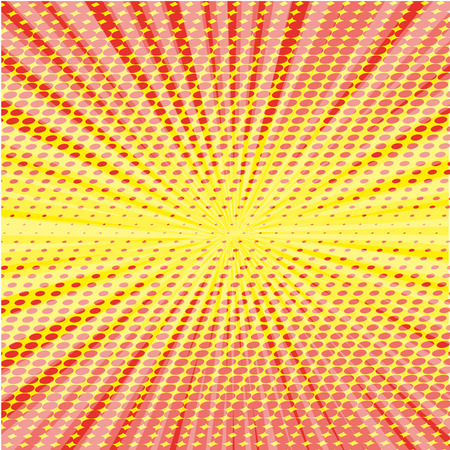 Pop art style halftone explosion with light rays.のイラスト素材