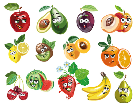 Cute Fruit characters vectorのイラスト素材