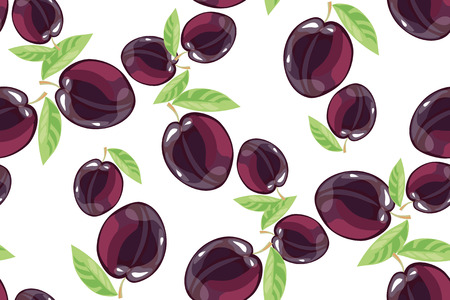 Plum fruits sketch drawing seamless patternのイラスト素材
