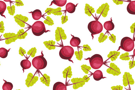 A seamless pattern with beets on white, vector.のイラスト素材