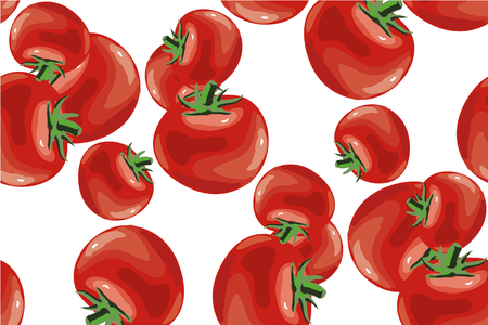 Tomato seamless pattern vector on whiteのイラスト素材