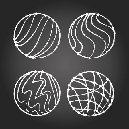 Chalk abstract circles on chalkboardのイラスト素材