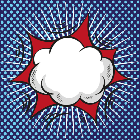 Comic speech cloud with red explosion and raysのイラスト素材